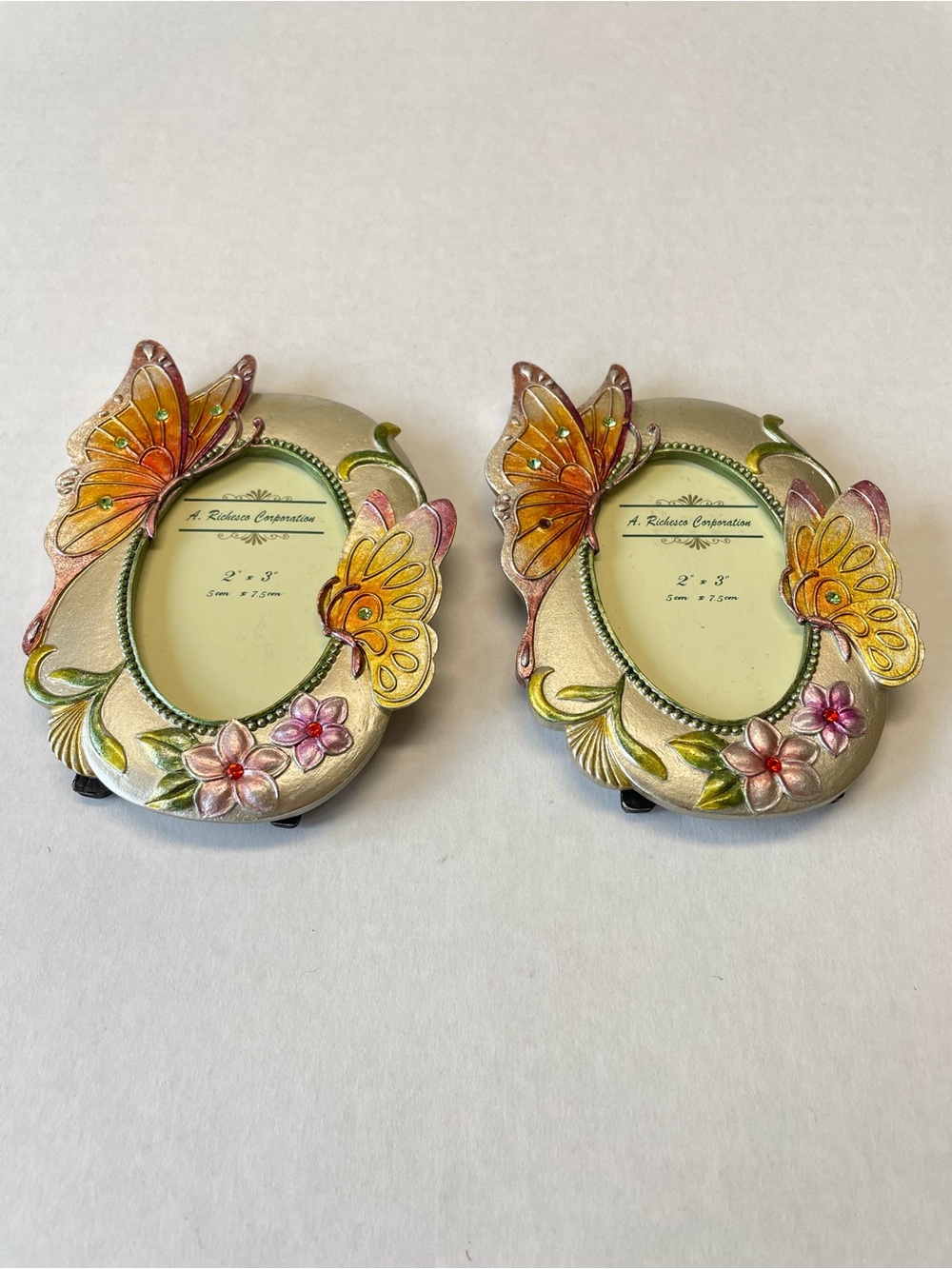 Beautiful Butterfly Picture Frames Set of 2 Oval 2x3
